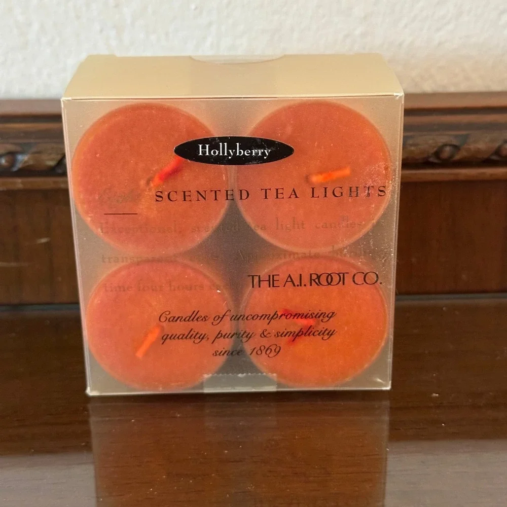 AI Root Co Hollyberry Scented Tea Light Candles 8 Pack Orange 131068 USA Made